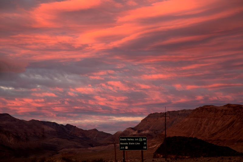 Shoshone sunset Highway 127 road sign