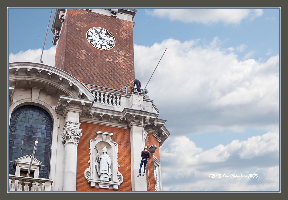 Abseiling down the Town Hall in Aid of a Childrens Charity 