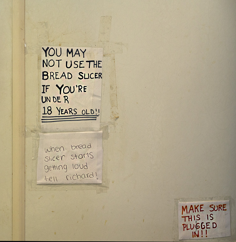 Signs in a bakery