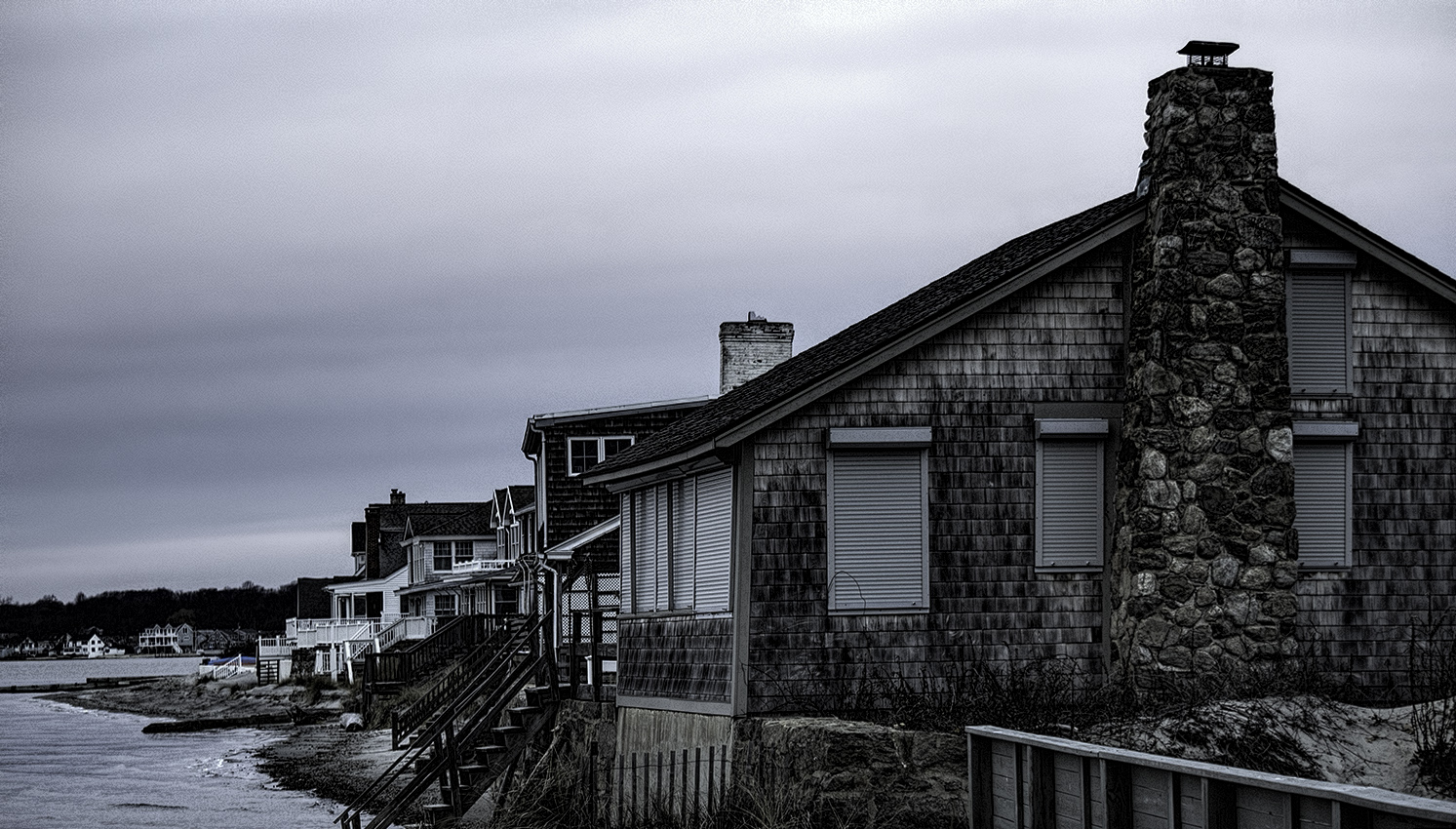 HarveyBeach in December - Grunge, Normal color version below