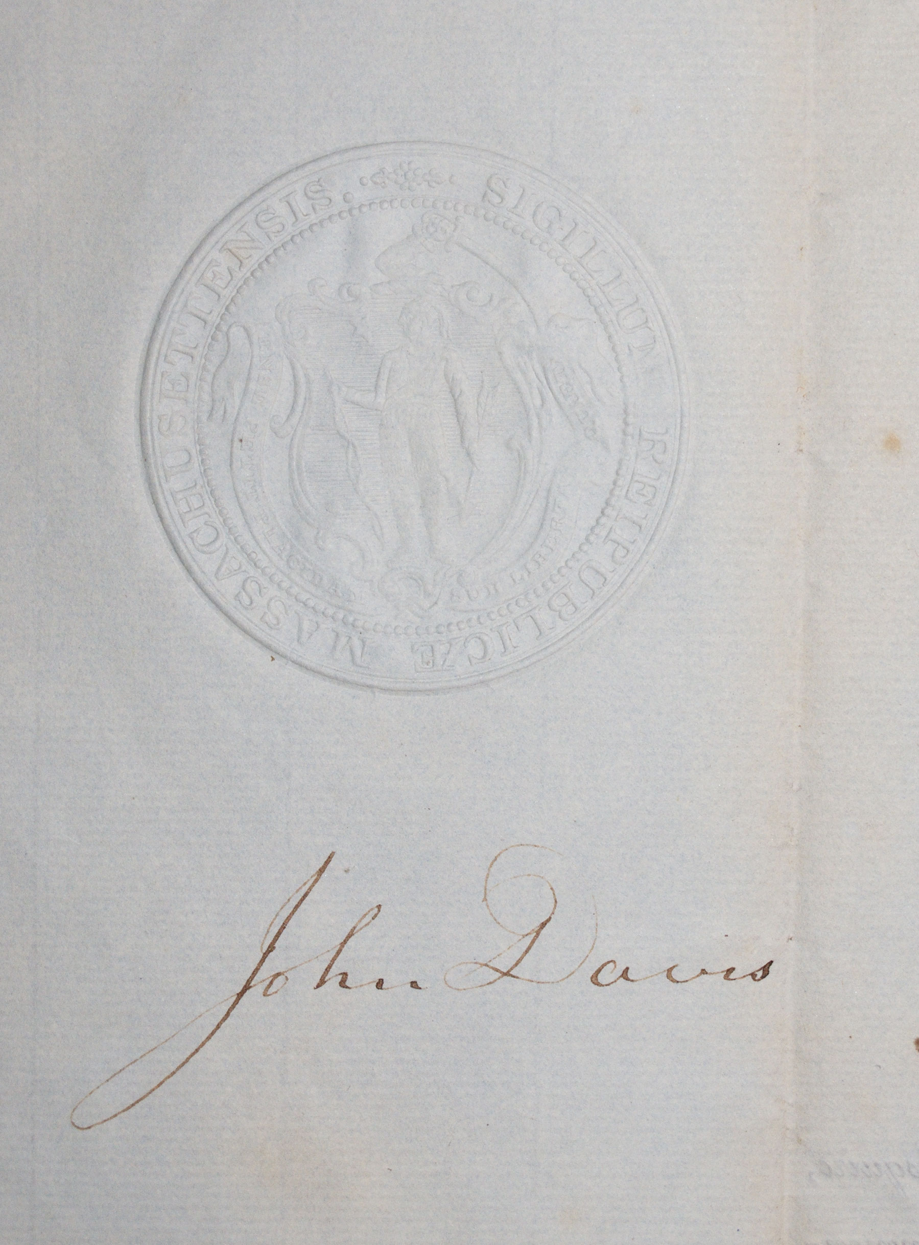 John Davis signature below the Massachusetts State Seal