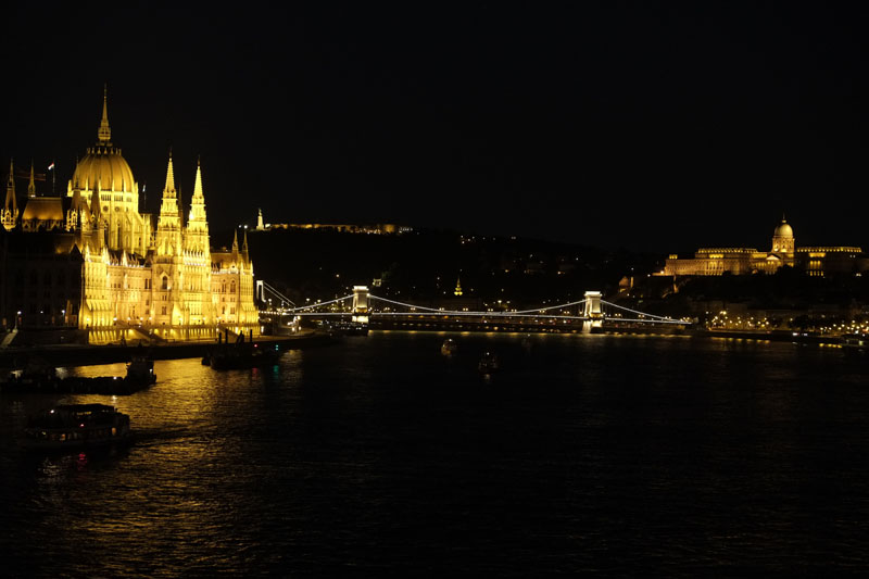 Night view over the Danube