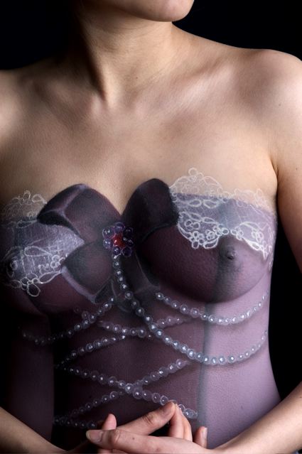 purple sheer corset