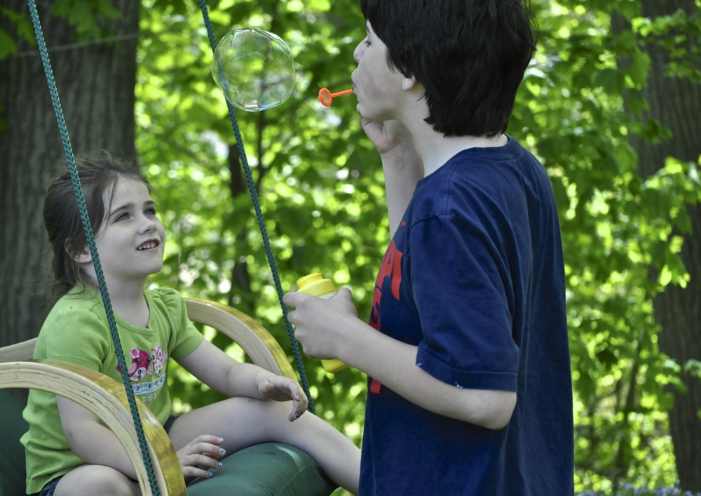 Blowing Bubbles For Little Sister