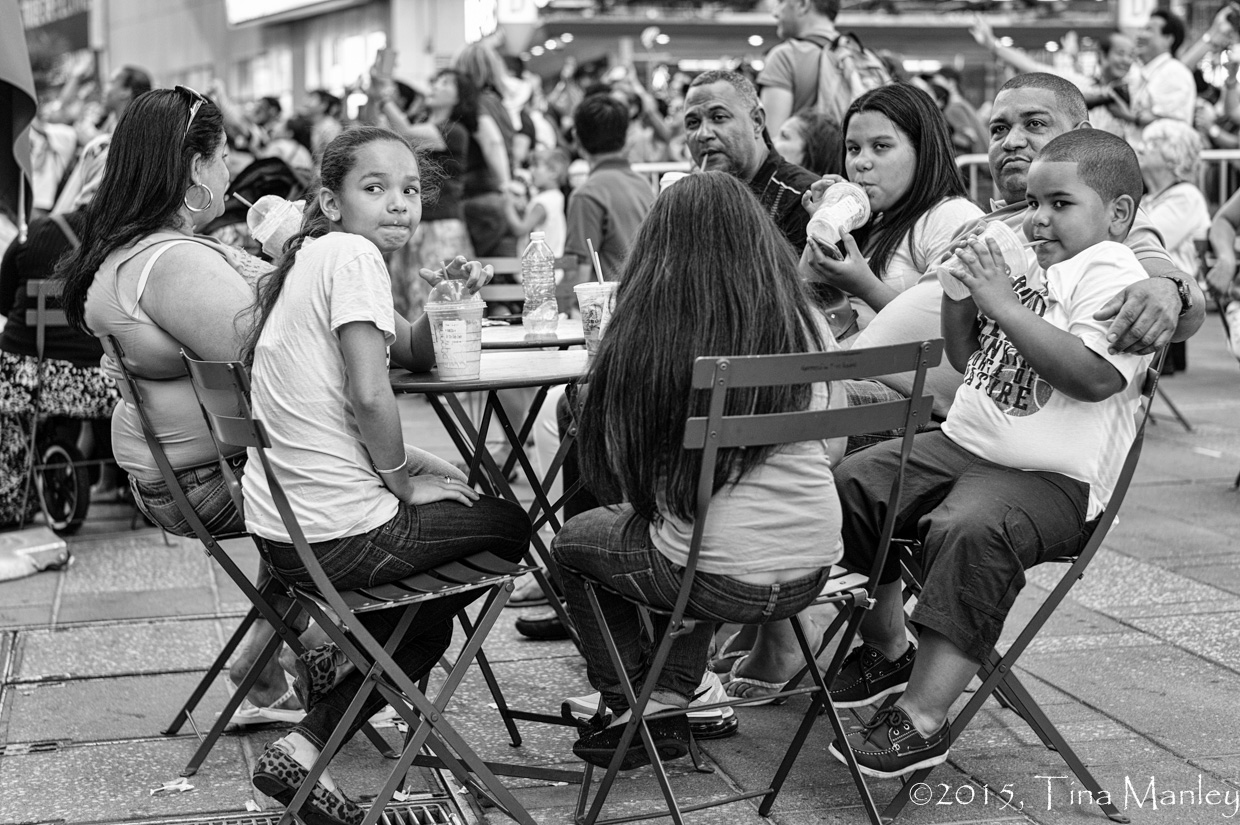 Family with Starbucks Drinks