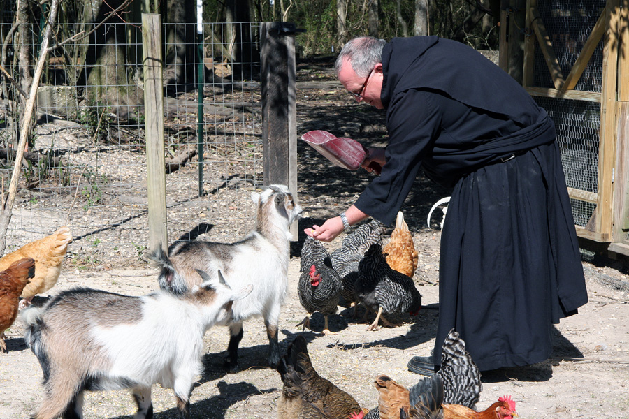 Abbot Justin with his Farm Animals