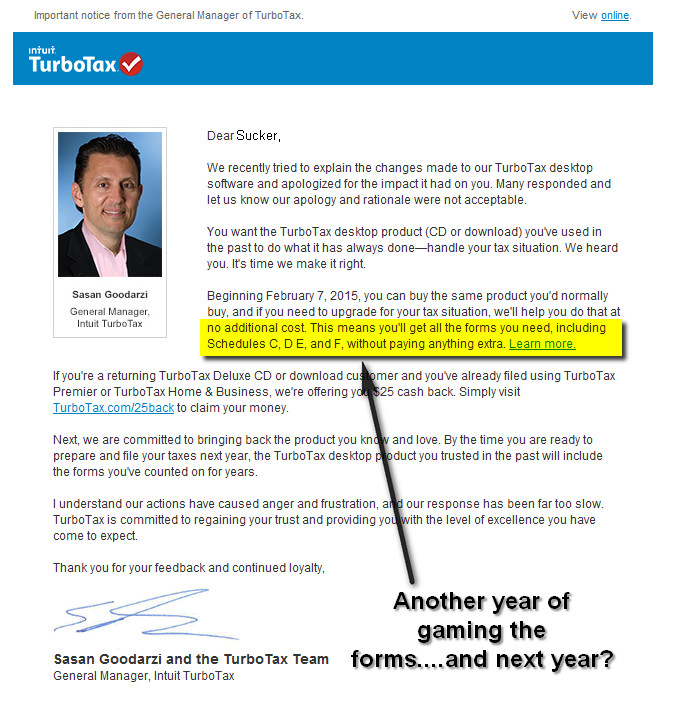 Turbotax 2014 Sleeze...Gaming the Forms