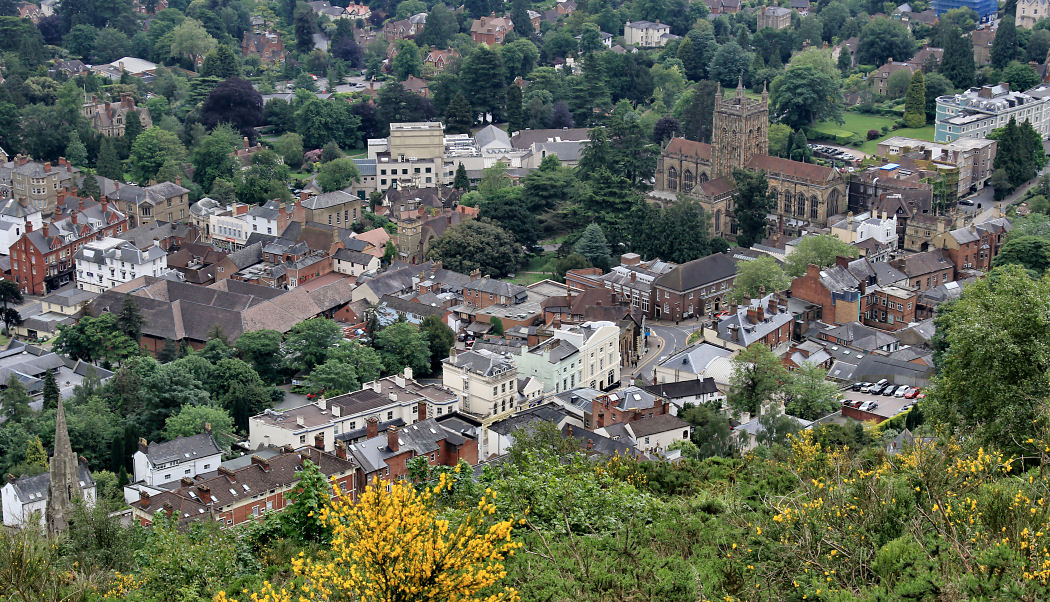 Looking down on Great Malvern, Worcestershire.