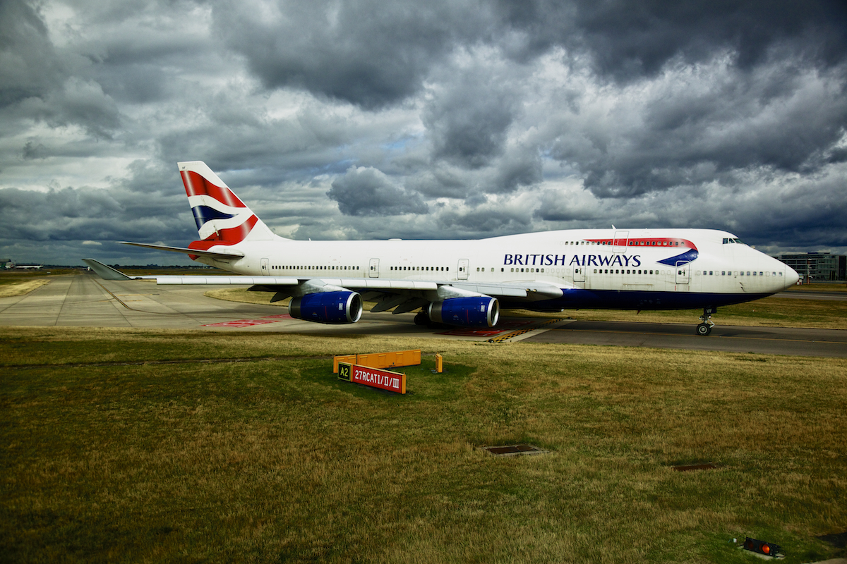 BA 747 taxing in to position 27R London Heathrow, just before we take-off for Newark..