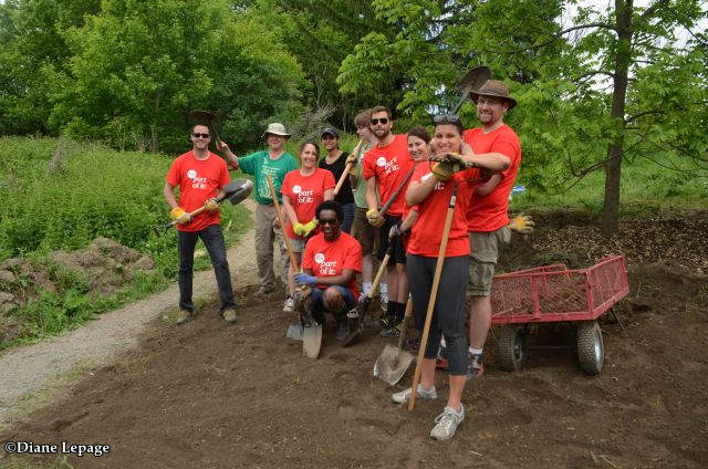 Volunteers showing the work they've done