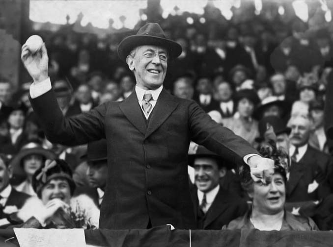 1916 - President Wilson throwing out the 1st baseball of the season