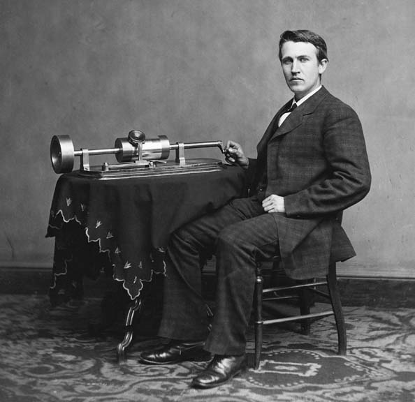 1878 - Thomas Edison with his new invention: the phonograph