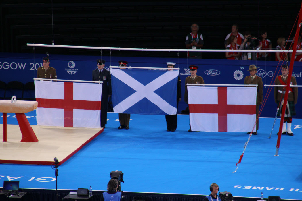 The flags for the pommel horse result