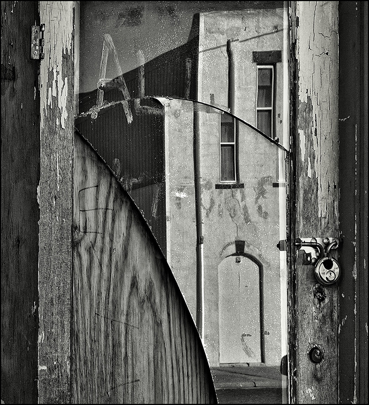 Battered Mirrored Door