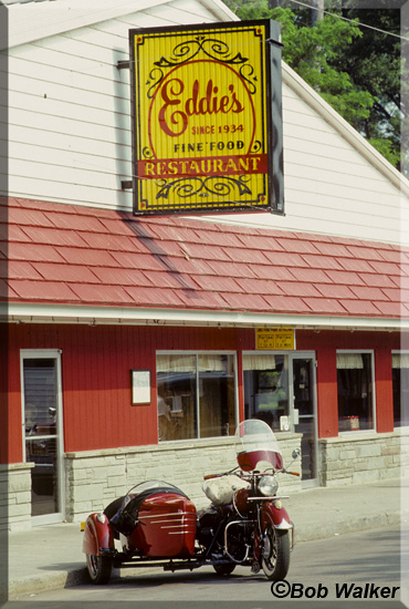 Indian Motorcycle In Front Of Eddies On Oneida Lake
