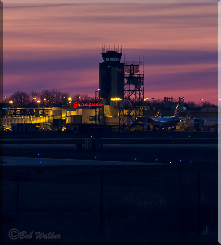 Syracuse, New Yorks Hancock International  Airport At Twilight