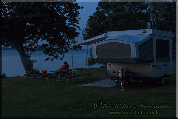 Camping Along The Shore At Sunset