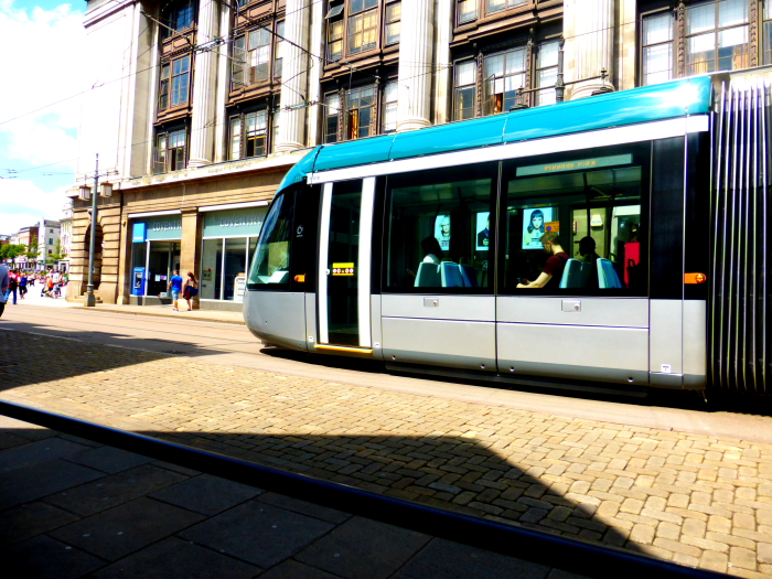 233 (2015) Alstom Citadis 302 @ Old Market Square - Approaching