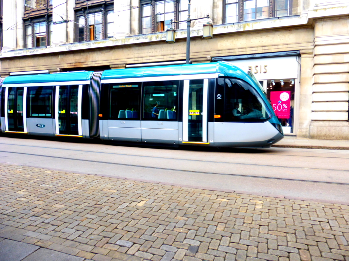 235 (2015) Alstom Citadis 302 @ Old Market Square - Leaving