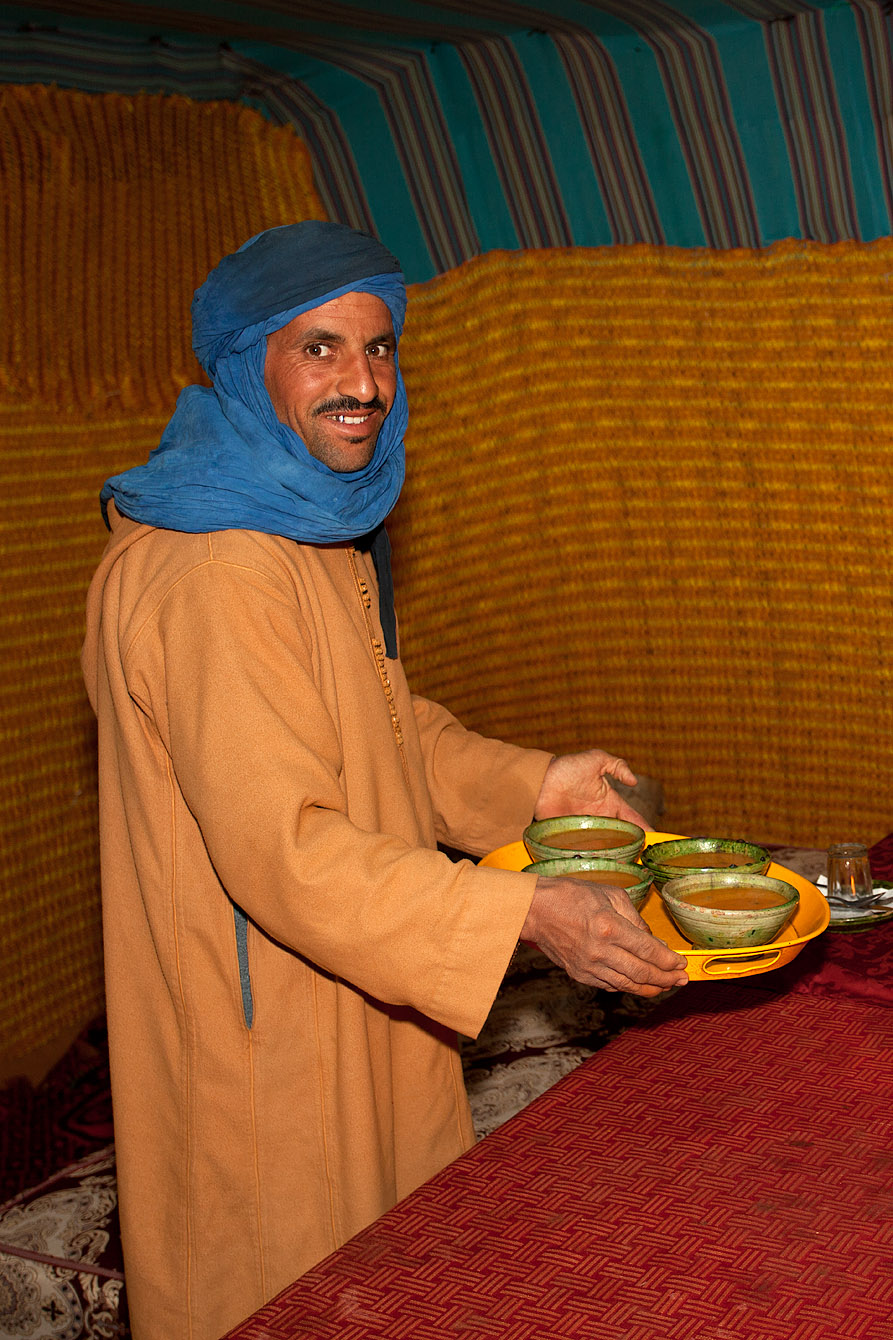 Serving Moroccan Soup
