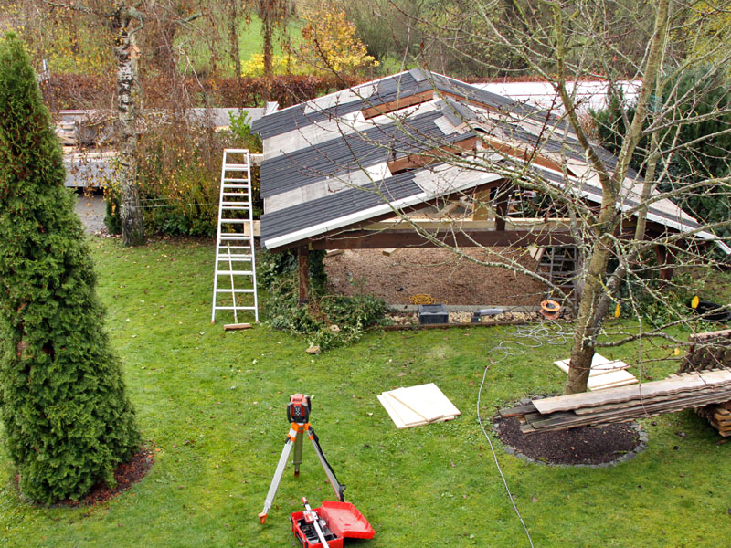 Preparing to lift the carport