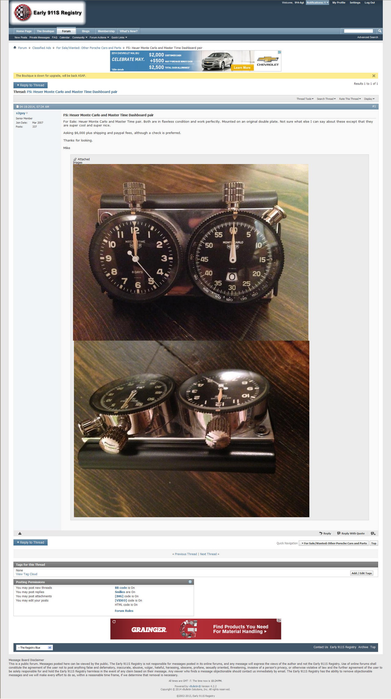 Heuer Master Time 8-Day & Monte Carlo 2B Used - Early911S Asking 6K