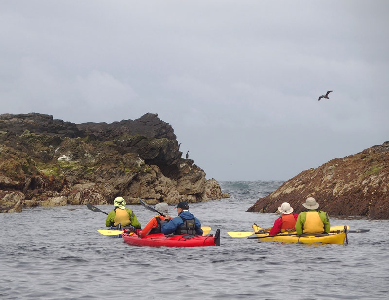 Kayakers entering Caolas Loba Sgeir