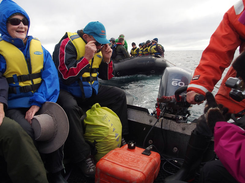 1897: Towing another Zodiac to Foula Harbour