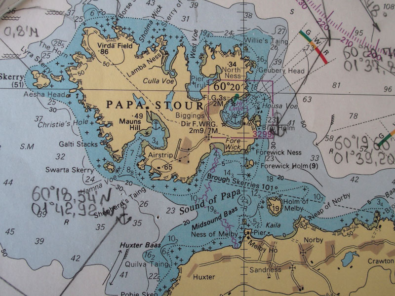 2004: Ships chart showing Papa Stour