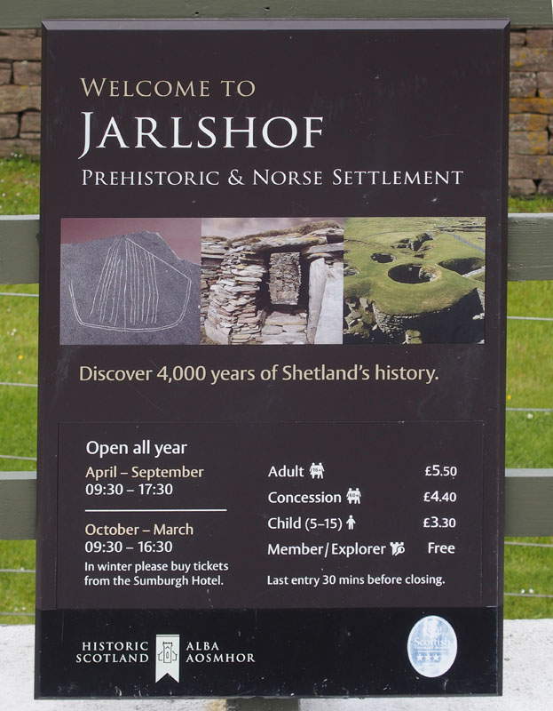 Entrance sign at Jarlshof