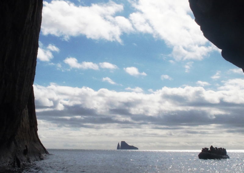 Kicker Rock, seen through a tunnel