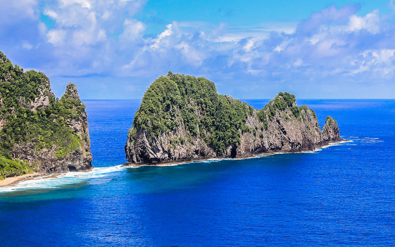 Pola Island over Vatia Bay in the National Park of American Samoa 