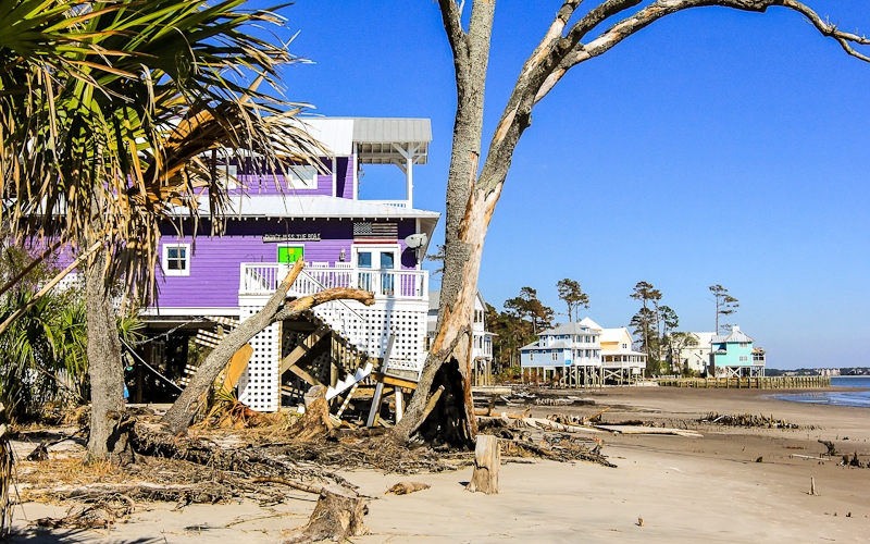 Homes damaged by Hurricane Matthew on Daufuskie Island