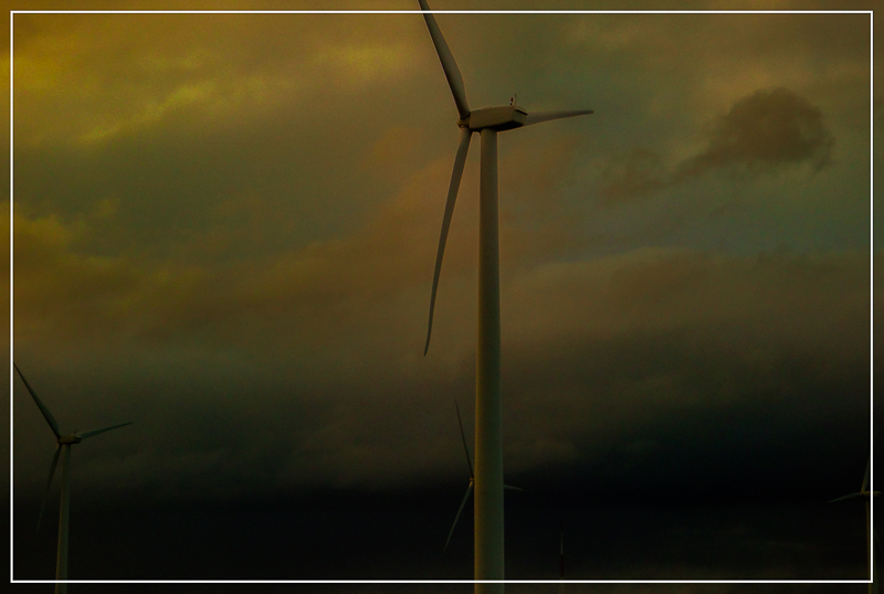 Sunset wind turbines