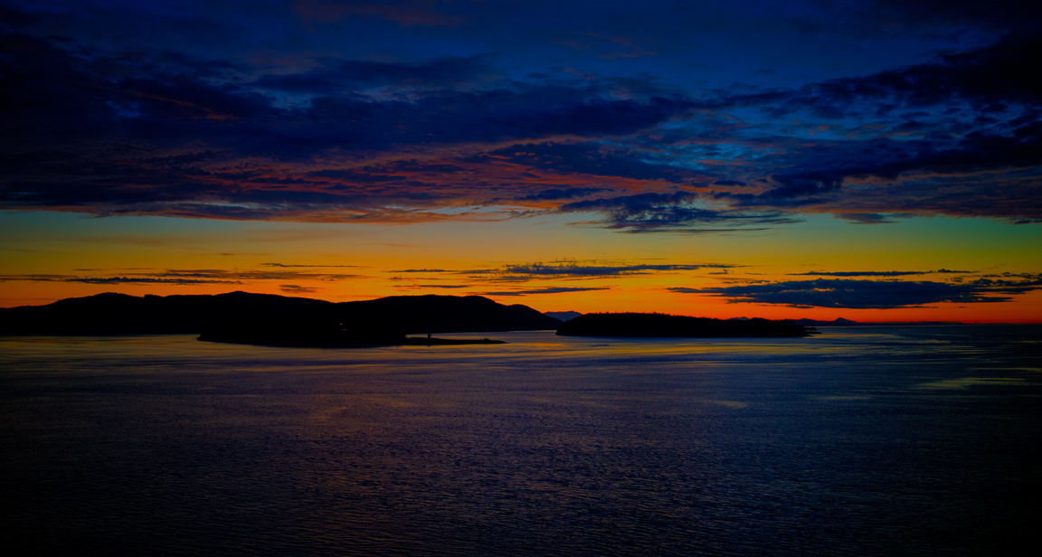 Night view of Tumbo Island & Saturna Island