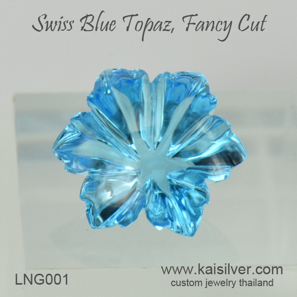Large Swiss Blue Topaz Gemstone, Gemstone Artistry Fancy Cut Topaz Gems