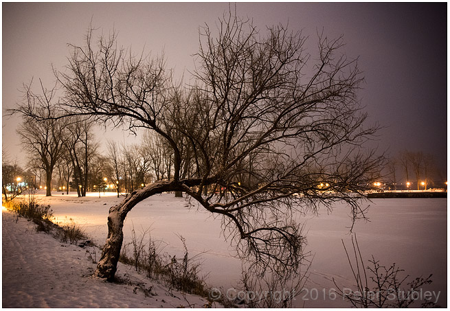 A cold winters night.