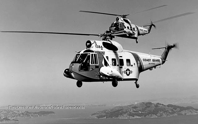 1970s - USCG Sikorsky HH-52A Seaguard #CG-1384 with another HH-52A from Coast Guard Air Station San Francisco