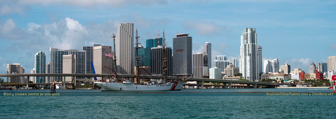 2014 - USCGC EAGLE (WIX-327) arriving at downtown Miamis new waterfront Museum Park from Cozumel, Mexico stock photo #5267W