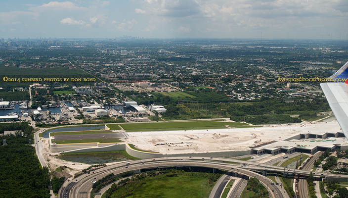 2014 - closer up aerial photo of the elevated portion of FLLs new runway 10R-28L aviation stock photo #5557