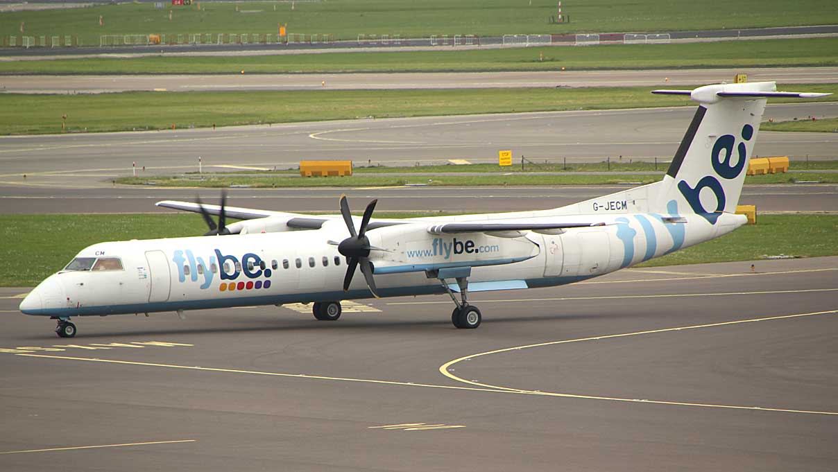 Flybe Dash-8-400 approaching its gate at AMS