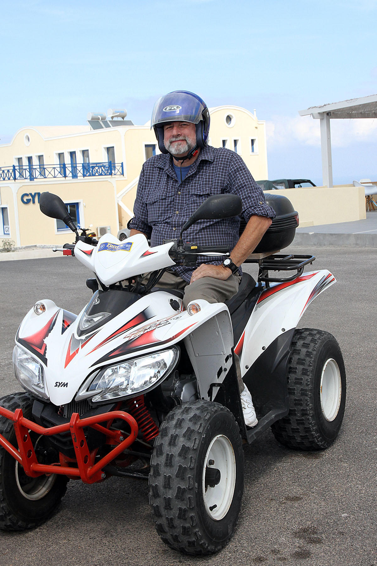 Howard on Sym quad bike, Santorini