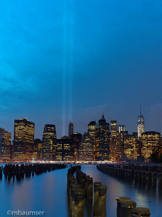 9/11 Memorial Lights - View From Brooklyn at Twilight (57418)