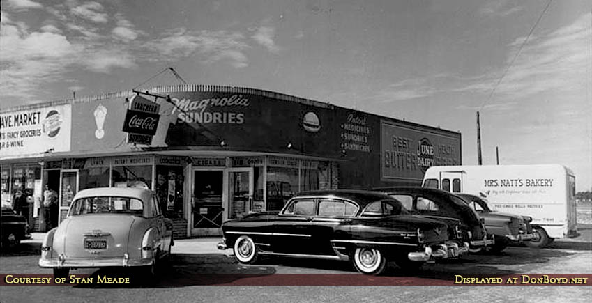 1955 - Magnolia Sundries and a Mrs. Natts Bakery truck at 14570 NW 22nd Avenue, Opa-locka, Florida