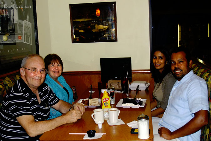 August 2013 - Don and Karen Boyd with Ramanie and Suresh Atapattu having dessert after awful service at the Flashback Diner