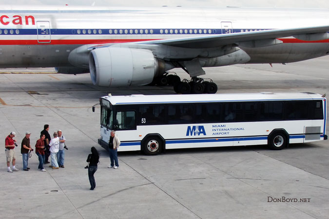 January 2011 - Don Boyd (on the right, closest to the bus) with a group on the annual Miami International Airport airfield tour