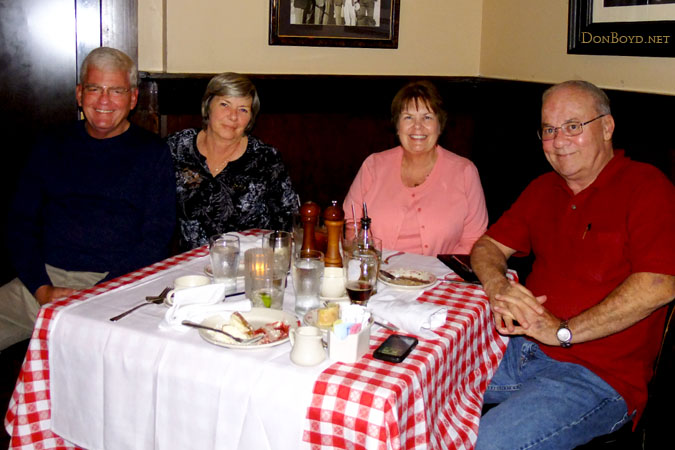 2013 - Ed and Dianne Sullivan with Karen and Don Boyd after a great dinner and conversation at Maggianos Little Italy in CLT