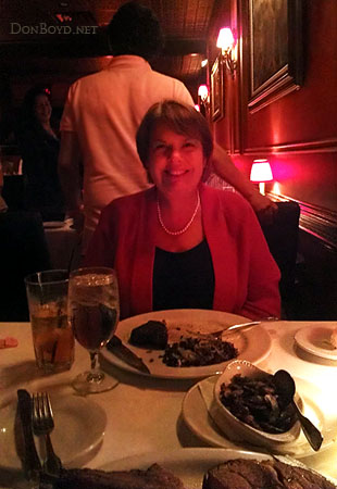 June 2012 - Karen at our 30th anniversary dinner at Christys Restaurant in Coral Gables