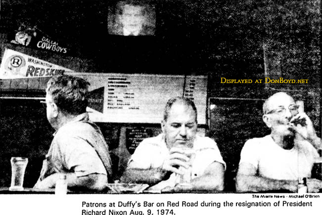 1974 - patrons at Duffys Bar on Red Road during President Nixons resignation