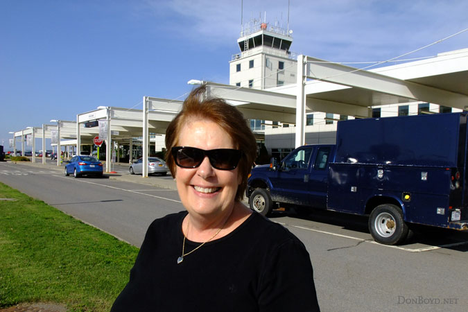 June 2015 - Karen at the passenger terminal at the Greater Binghamton Airport (Edwin A. Link Field)